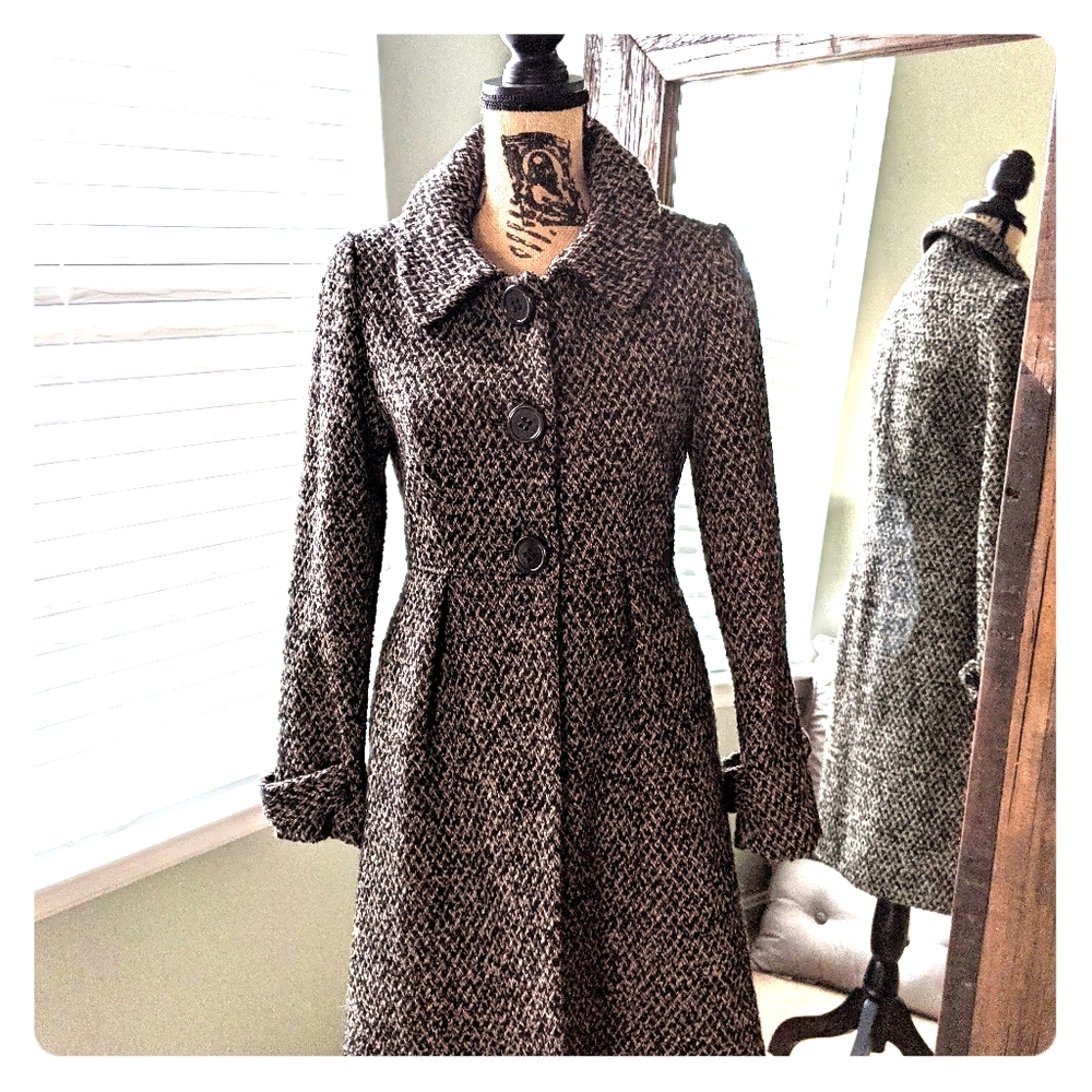 Teenflo Size 4 Grey/Black Tweed Pea Coat
